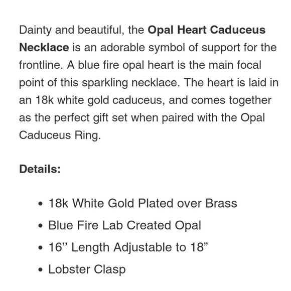 Opal Heart Caduceus Necklace NWT - Picture 4 of 4